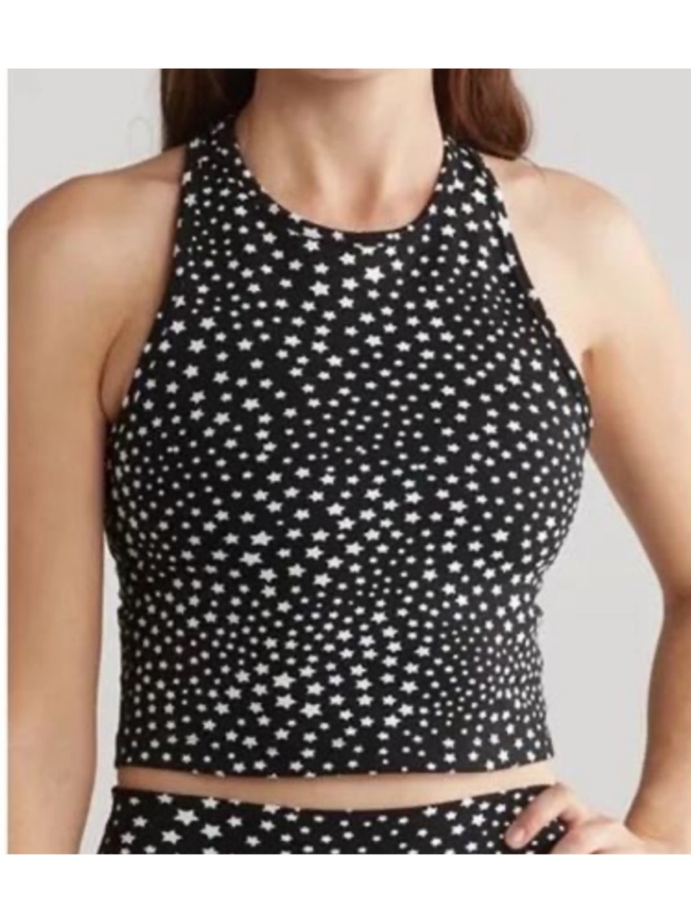 Beyond Yoga Black and White Star-Print Studio Tank
